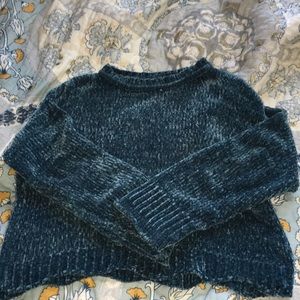 Teal knit cropped sweater